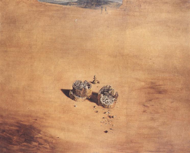 Two pieces of bread expressing the sentiment of love - DALI